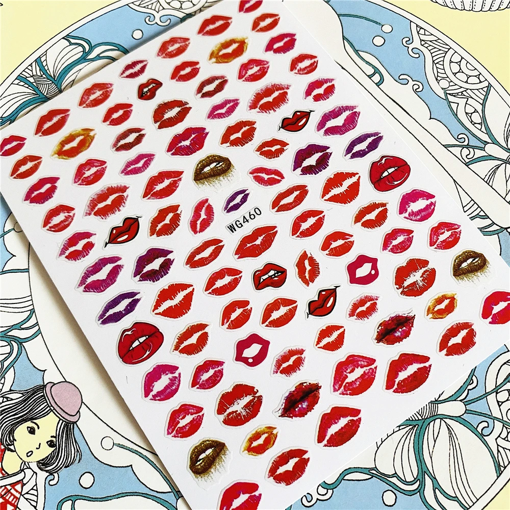 WG457 WG458 большие красные губы красочные средства ухода за губами 3D задняя клей для