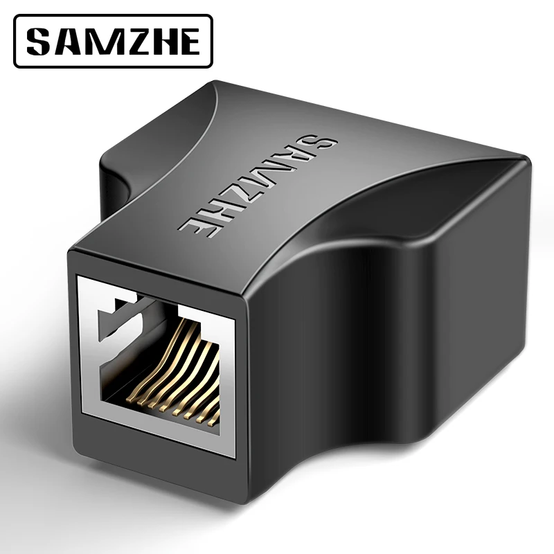 

SAMZHE Ethernet Adapter Lan Cable Extender Splitter for Internet Connection Cat5 RJ45 Splitter Coupler Contact Modular Plug