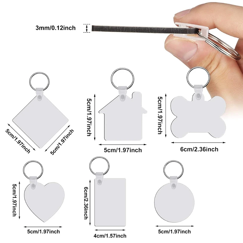 

36Pcs Sublimation Heat Transfer Keychains Double-Side Printed Jewelry Making