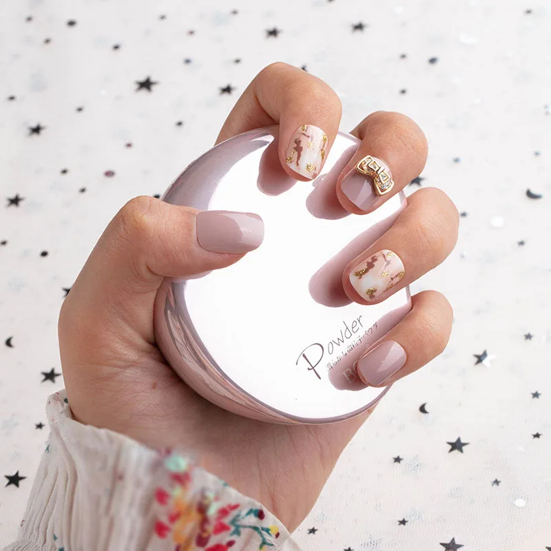 

24 шт., декоративные ногти из розовой фольги