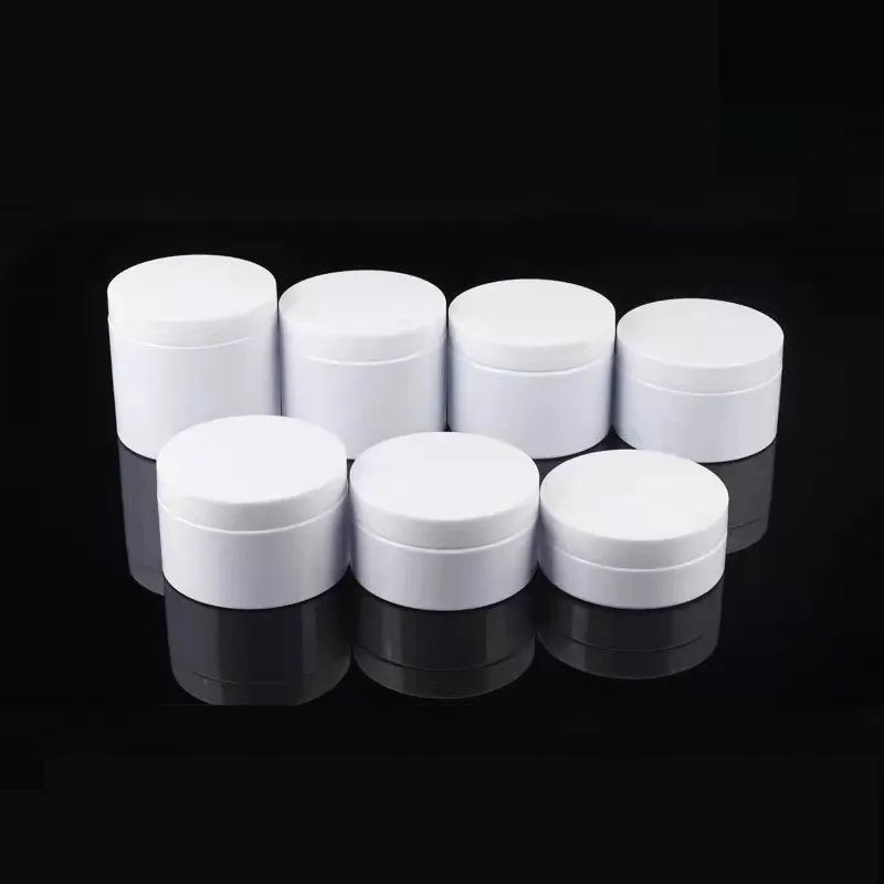 

8 oz 250g White Container Plastic Cream Jar, Empty Reuse Face Cosmetic Container PET Straight Sided Jars w/ Smooth PE Lined Cap