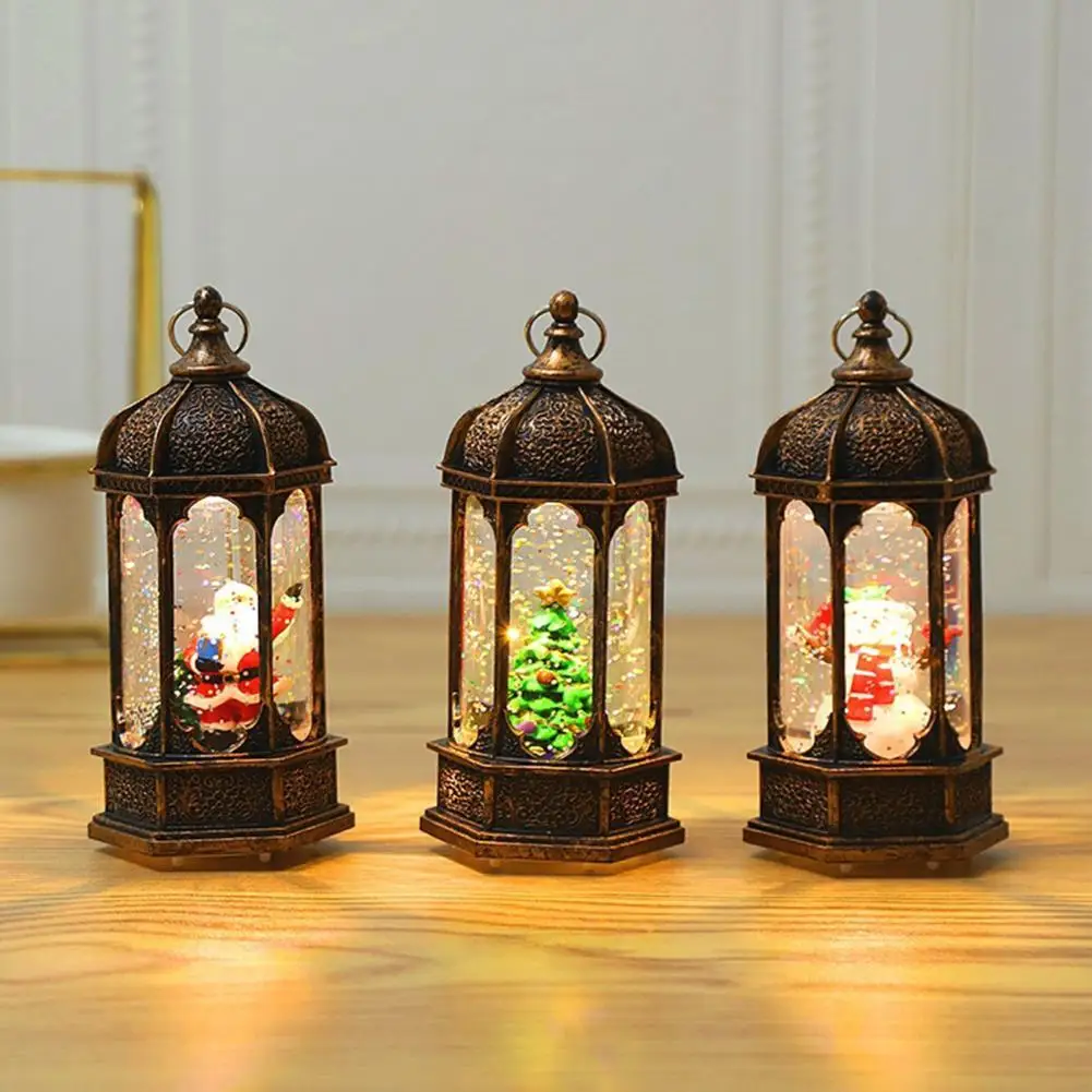 

Christmas Lanterns Ornaments Light Battery Operated Portable Plastic Christmas Decor Lantern Night Light Xmas New Year Gift 2022