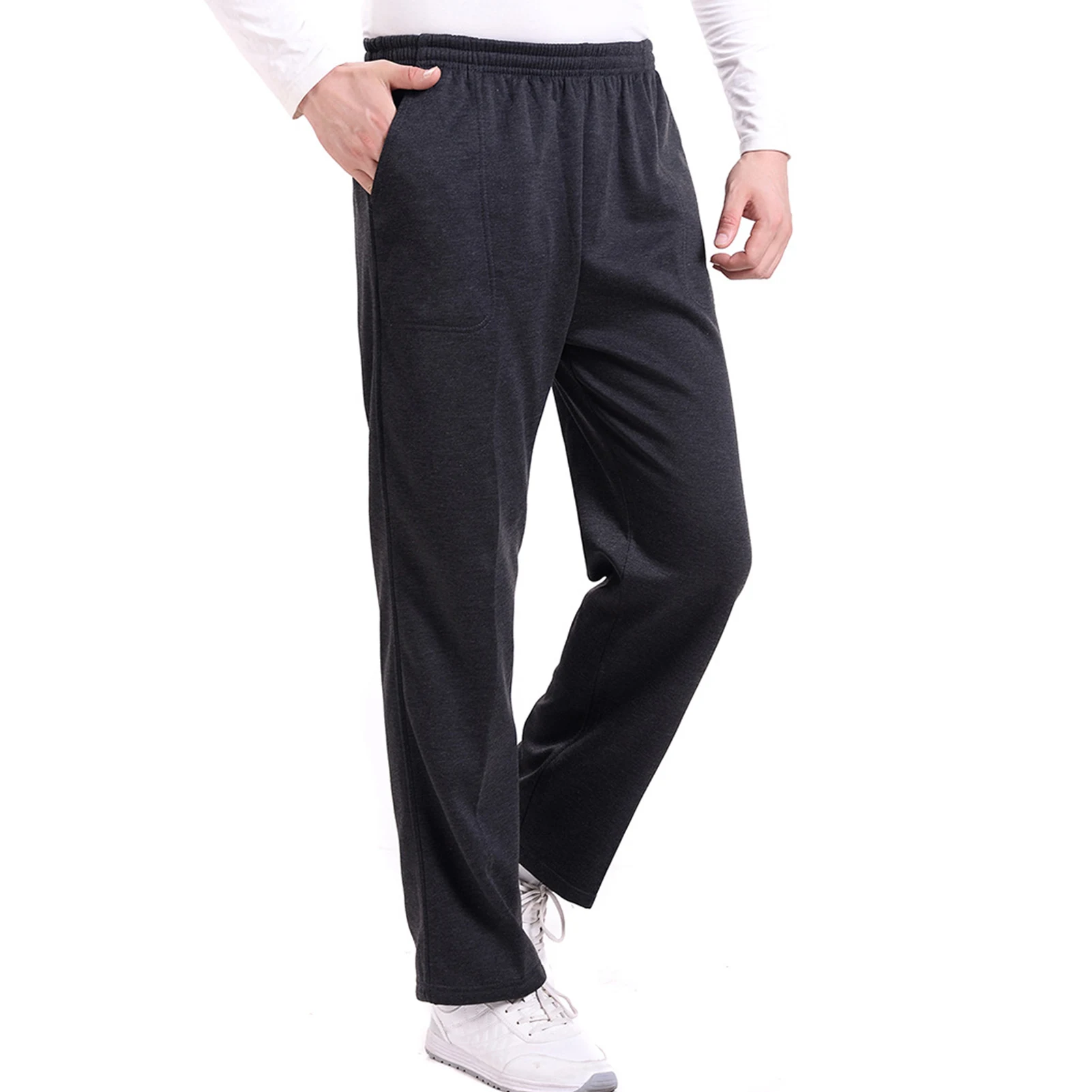 

Men Solid Color Pocket Loose Harem Pants Running Yoga Sports Sweatpants Trousers