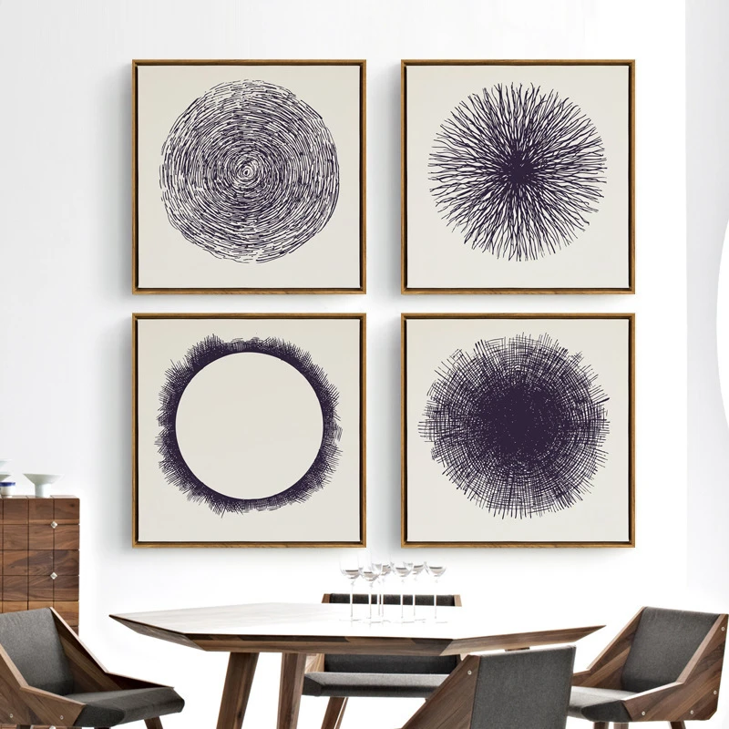 Скандинавская Картина на холсте абстрактные квадратные плакаты круглая графика