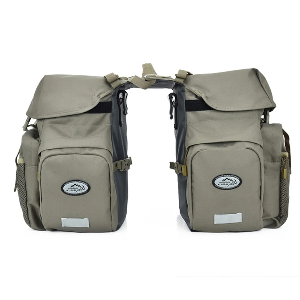 Retro Canvas Fiets Bagage Tassen 50L Bike Rear Rack Carrier Bag Fietsen Outdoor Waterdichte Opslag Dubbele Tassen