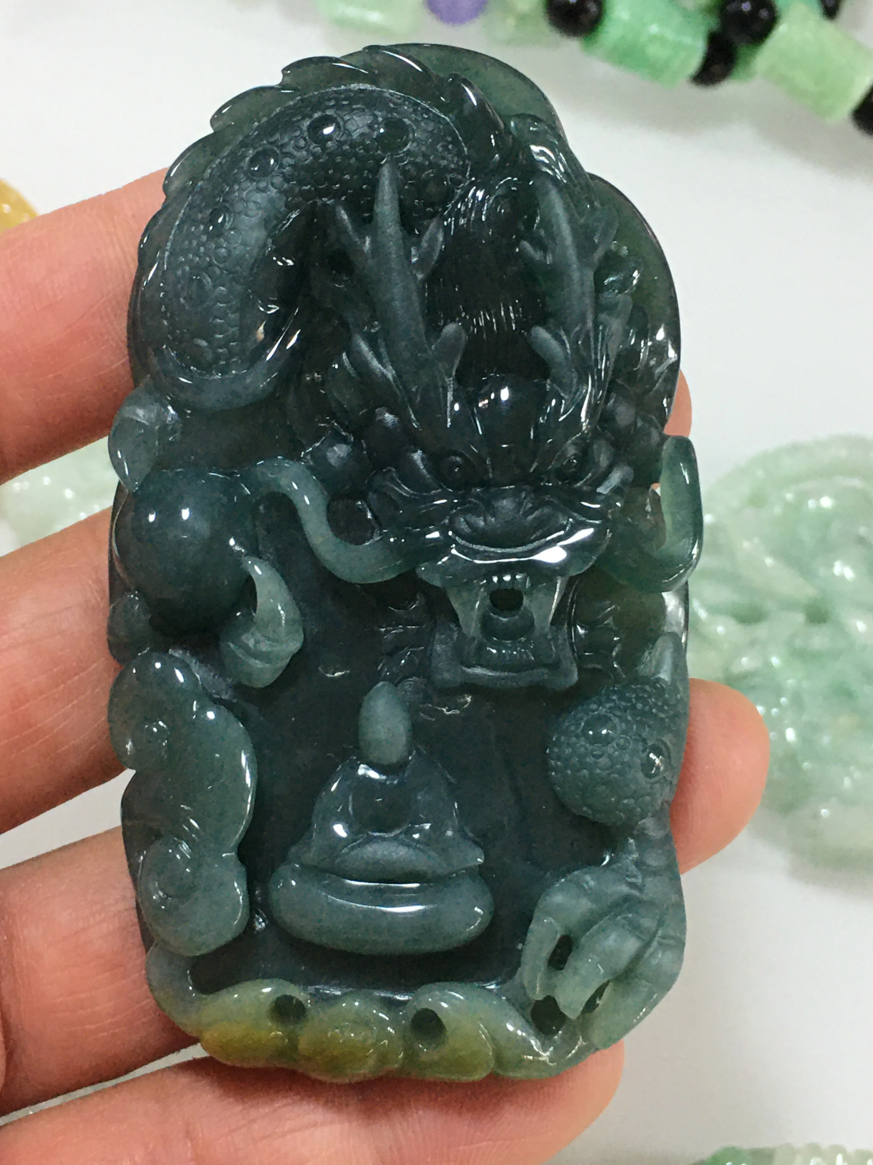 

Natural 7A Myanmar jade Hand-Carved dragon jade guan yin green jade pendant necklace pendants jewelry jade necklaces