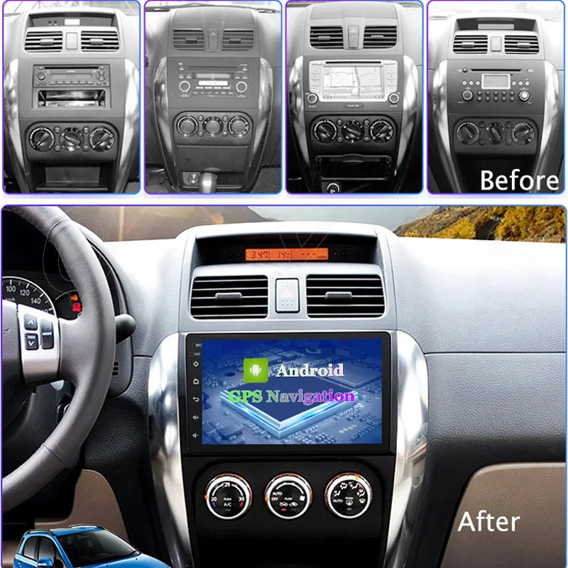 Автомагнитола Android 10 с мультимедийным плеером, зеркальной связью, сенсорным экраном для Suzuki SX4 2006 2007 2008 2009 2010 2011.
