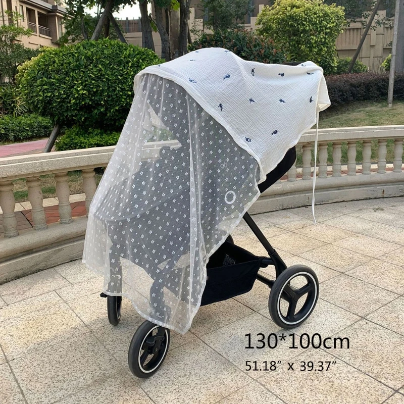 

28EC Baby Stroller Cover Breathable Mesh Mosquitoes Net Gauze Sunshade Windshield Sunscreen Curtain
