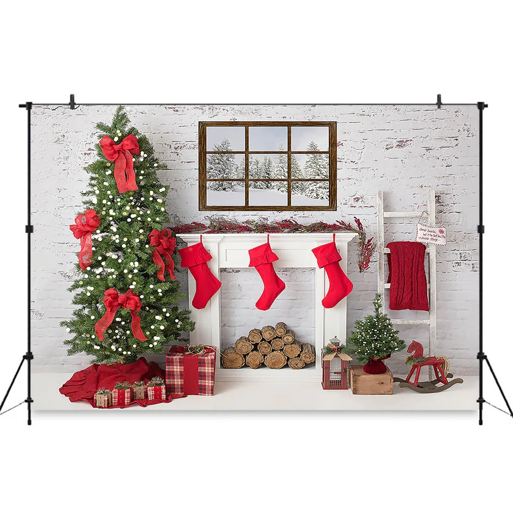 Фон для фотографирования с изображением рождественских декоративных деревьев