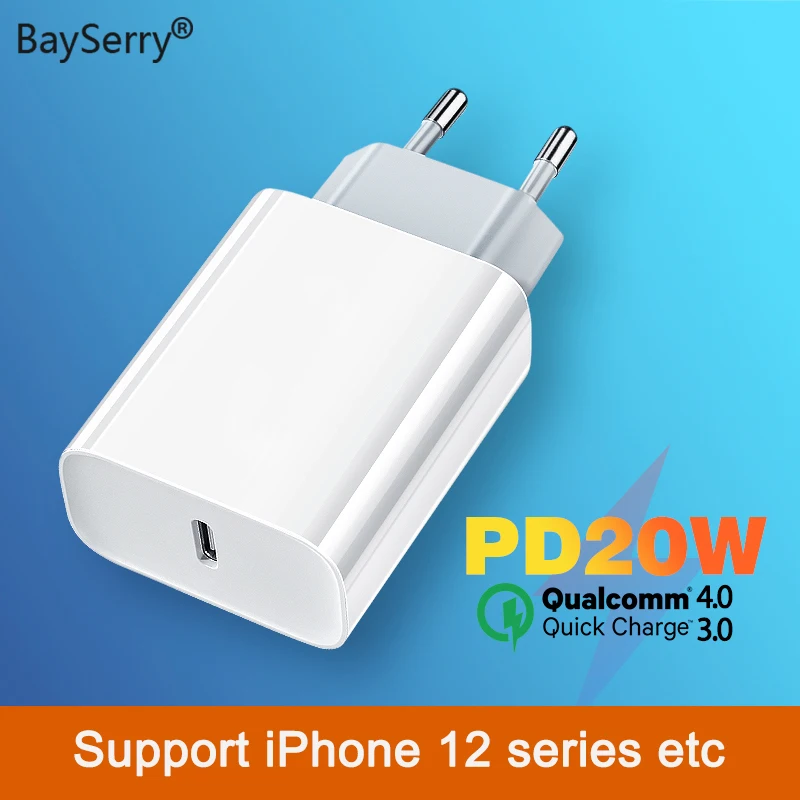 

BaySerry 20W USB Type C PD Charger For iPhone 13 Pro Max Mini 11 Quick Charge QC 4.0 3.0 USB-C Fast Charging For Samsung Xiaomi