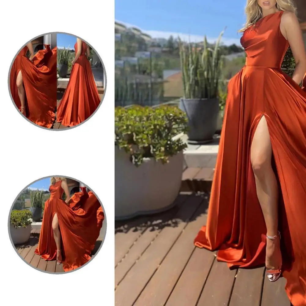 

Высококачественное великолепное женское вечернее платье с открытой спиной, гладкое сексуальное платье, однотонное платье для банкета