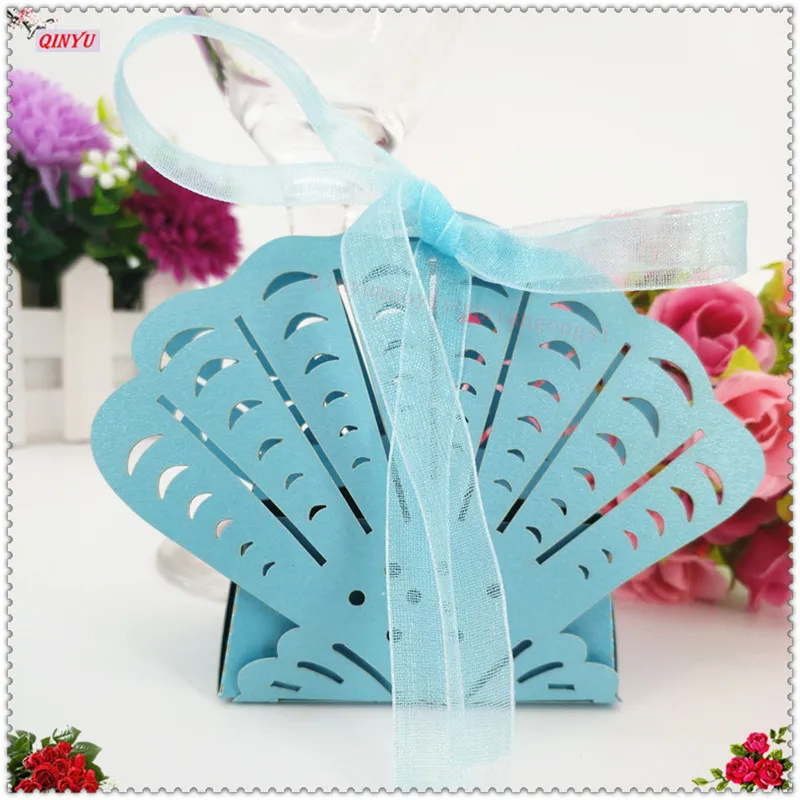 50 шт. в виде ракушки Форма Винтаж Крафт бумажная коробка для конфет драже коробки