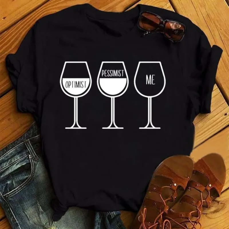 

Maycaur Cute Goblet Wine Print T Shirt Women Casual Short Sleeve O Neck Loose Tshirt Summer Women Tee Shirt Tops Camisetas Mujer