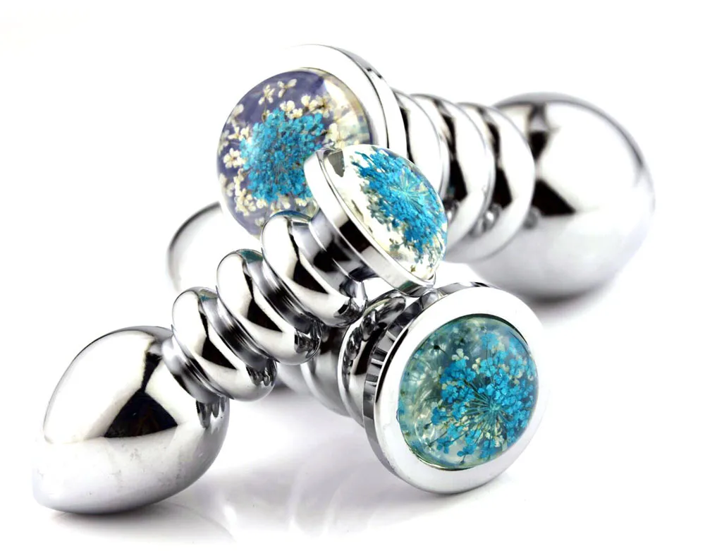 Анальная пробка из нержавеющей стали роскошная синяя 30/35/40 мм с металлической