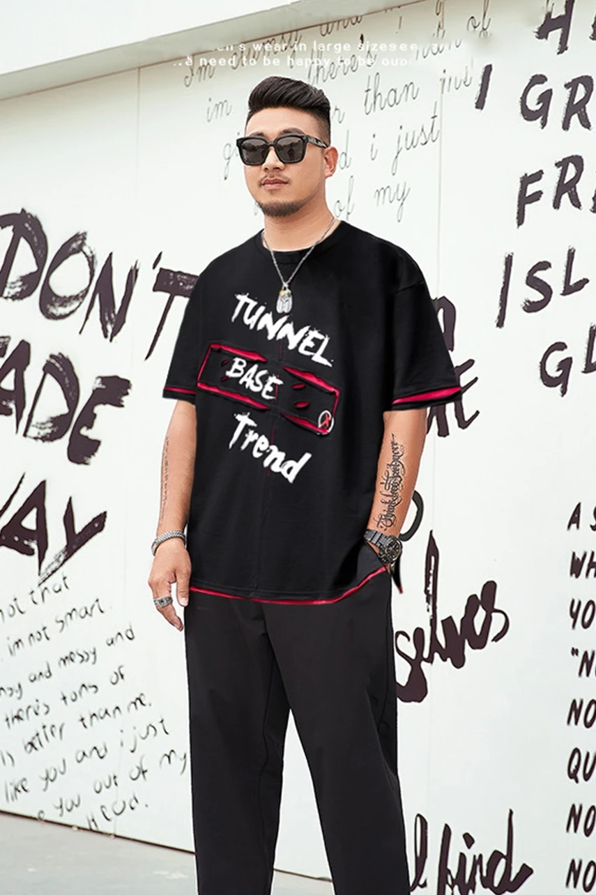 

Short Sleeve T Shirt Men 2020 Summer High Quality patchwork Tshirt Top Tees Plus Size 2XL-5XL 6XL 7XL 8XL 9XL O NECK 160 cm