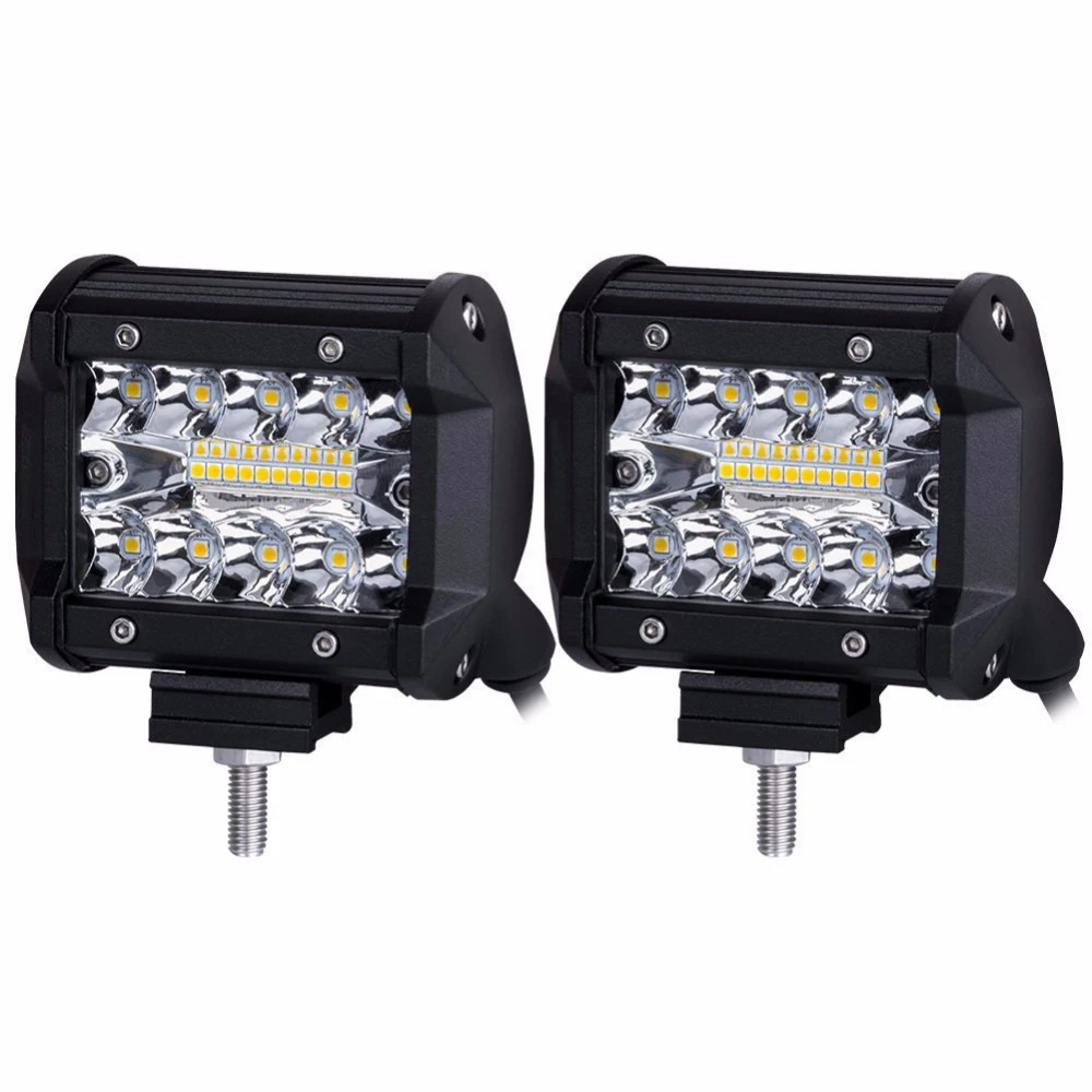 2Pcs 4Inch LED Work Lights Pod yellow white Triple Row Cubes Offroad Driving Light For Pickup Truck ATV UTV SUV Boat | Автомобили и