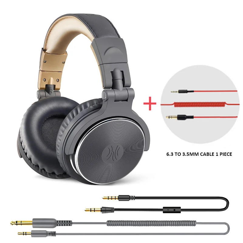 Oneodio Накладные Наушники Hi-Fi Studio DJ наушники проводной монитор Музыка игровая гарнитура наушники для телефона компьютер ПК с микрофоном - Цвет: Gray-Extra Cable