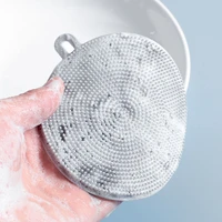 kitchen brush bowl silicone dishcloth pure silicon dishwashing brush rag multi functional oil free scouring pad household