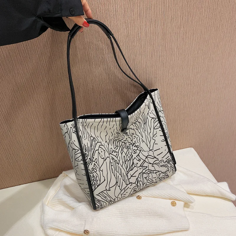 

Новая сумка-тоут на плечо с принтом, 2021, модные вместительные сумки, нейлоновая женская сумка с трендовым дизайном, сумка для покупок