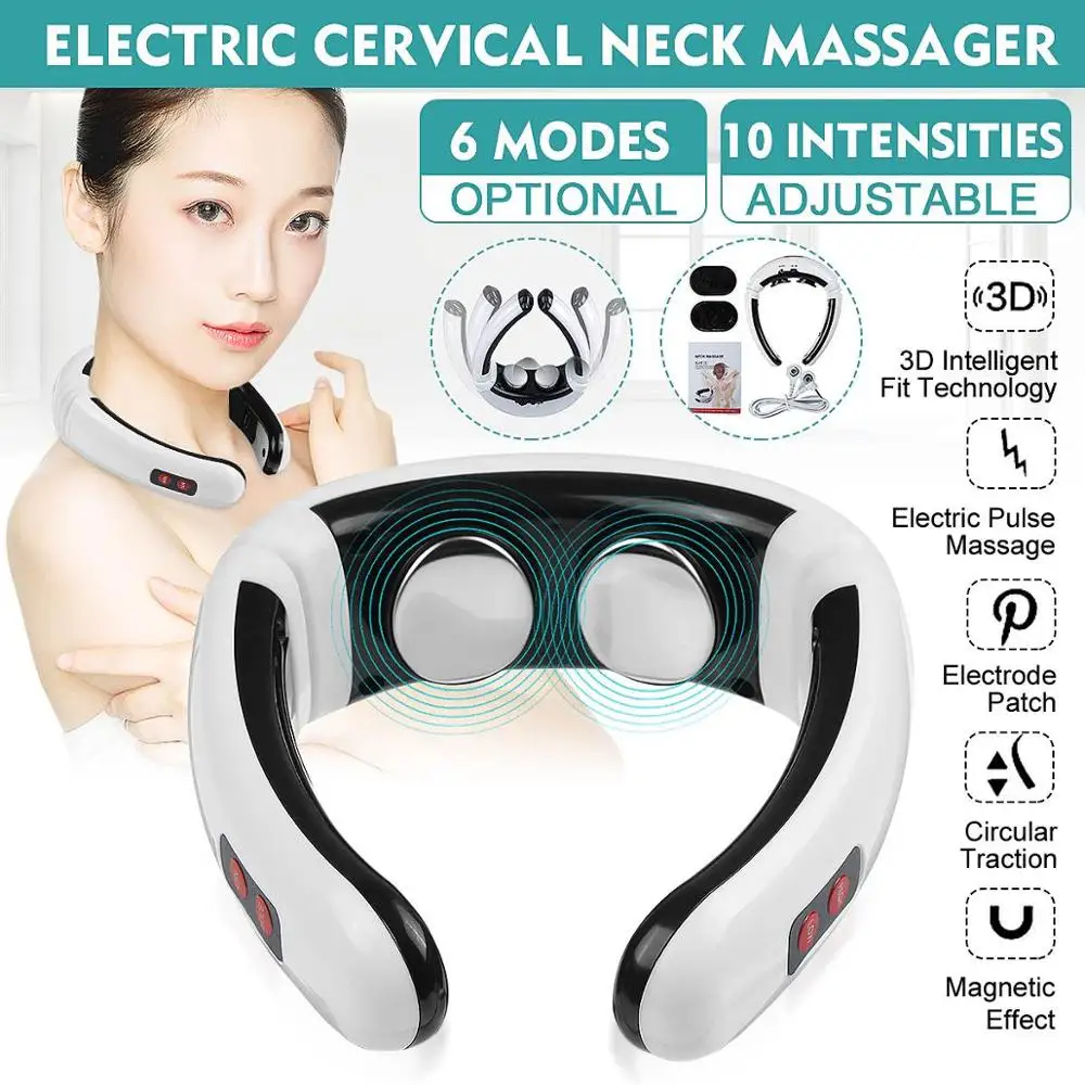 

6-mode electric back and neck massager, pulse massage, magnetic therapy analgesic tool, smart cervical massage