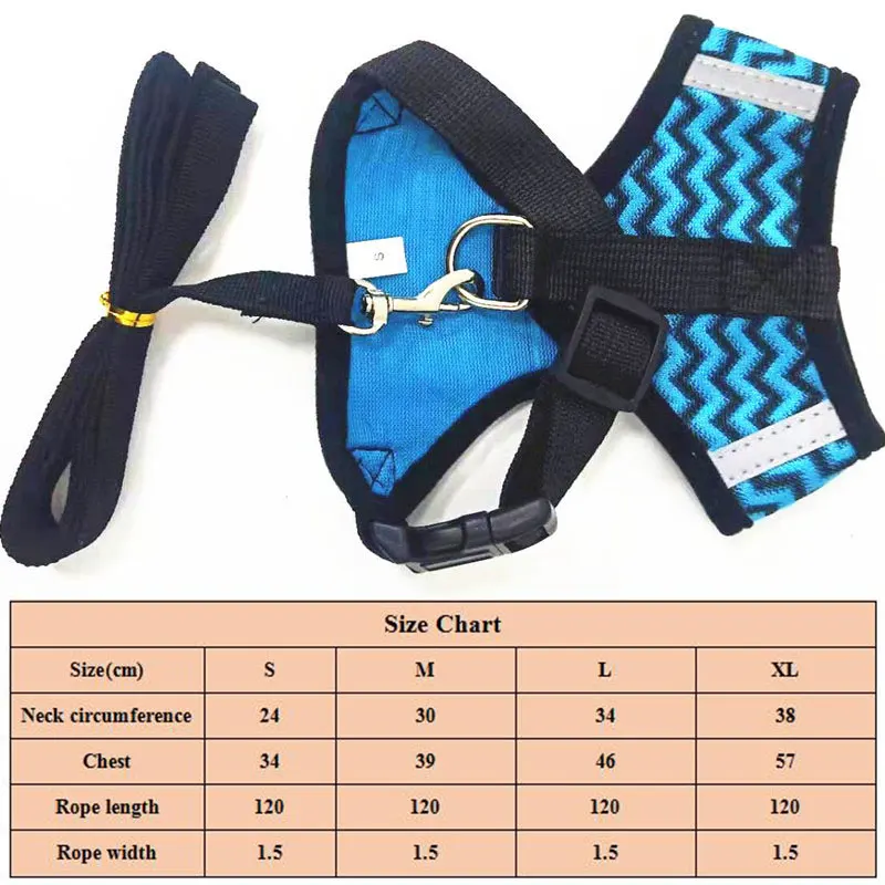 

Reflective Puppy Cat Harness Vest With Walking Lead Leash Adjustable Kitten Collar Polyester Mesh Harness For Small Medium Dogs