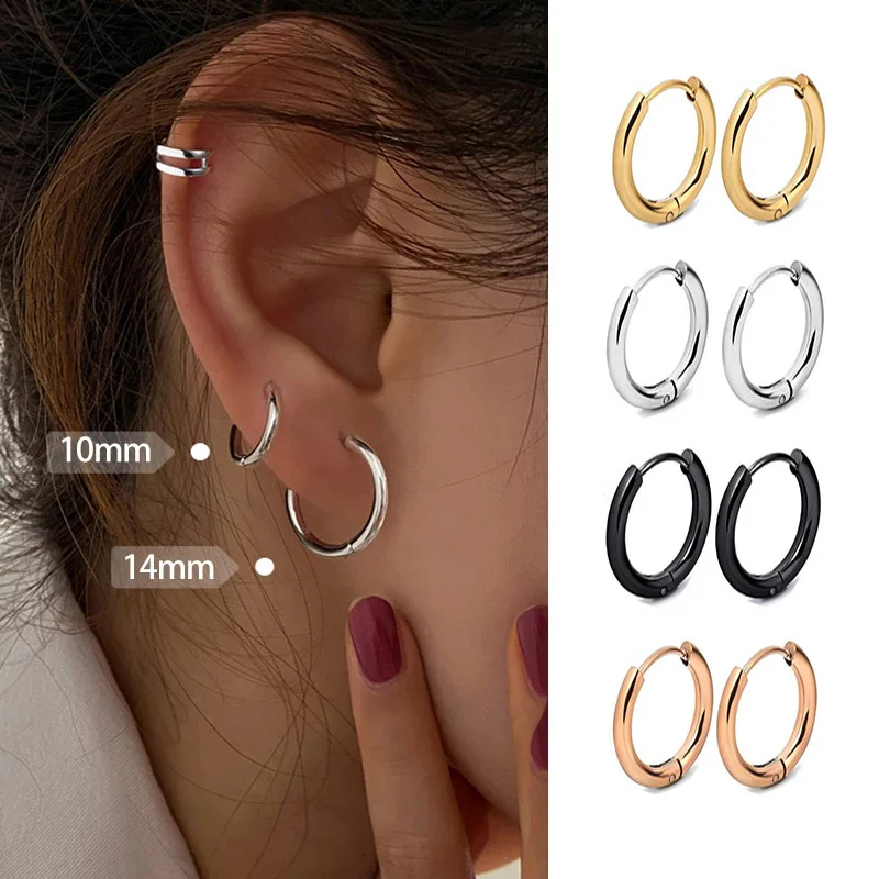 

1 Pair Stainless Steel Glossy Hoop Earrings Tiny Cartilage Earrings For Women Men Piercing Small Huggie Hoops Ear Jewelry