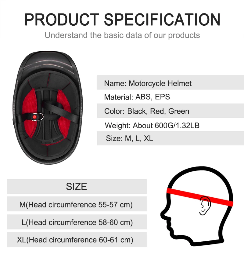 

WOSAWE Motorcycle Half Helmet Vintage Retro Electric Scooter Motorbike Helmet Cycling Head Protection Moto Helmet Skateboard