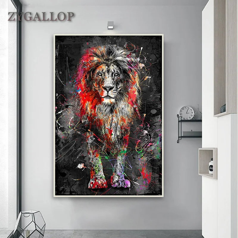 Настенный постер с изображением Льва Картина на холсте в абстрактном стиле