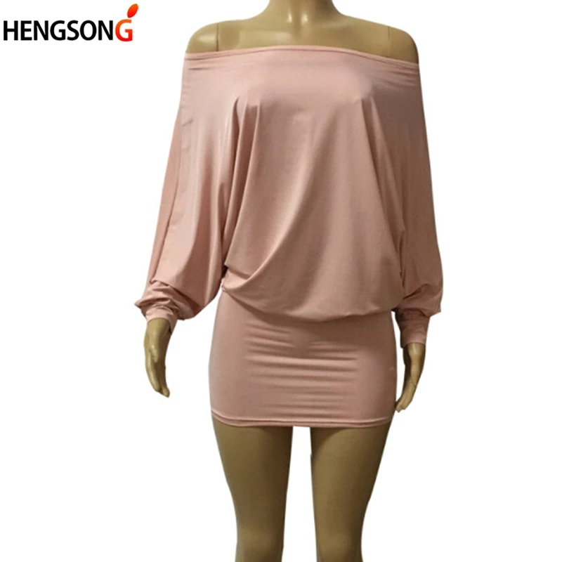 

Slash Neck Mini Dress For Women Batwing Sleeve Sheath Dress Fashion Summer Clothing Sexy Off Shoulder Bodycon Dress Vestidos