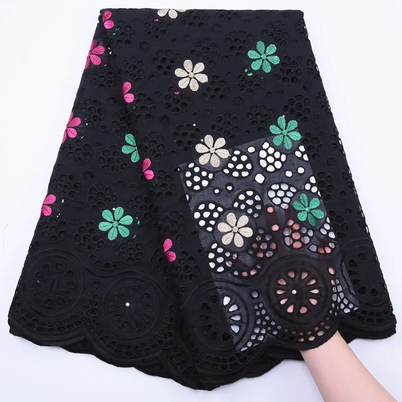 Королевский синий Чистый хлопок африканская сухая кружевная ткань вышитая