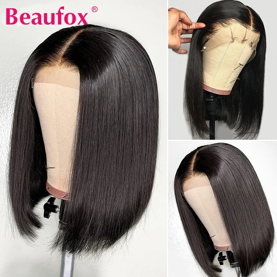 Beaufox короткий Боб кружевной передний парик 13x4 кружевные передние человеческие