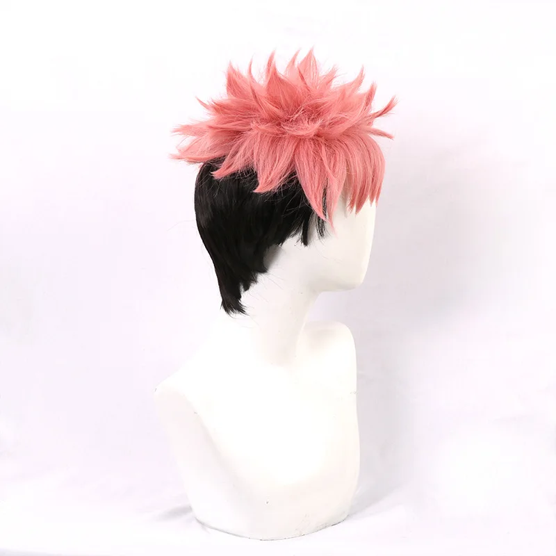 

Anime JuJutsu Kaisen Yuji Itadori Cosplay Wig Gradient Turn Up Short Hair Cos Anime Hair Cosplay Sexy Halloween Costume Wig