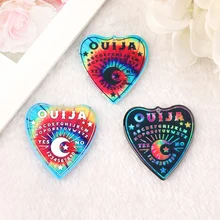 12Pieces Goth Ouija Board Acrylic Charms Sun Moon Rainbow Tie Die Pendant For Earring Necklace Diy Making