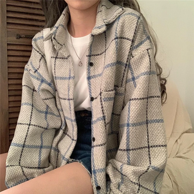 Универсальные повседневные Лоскутные клетчатые женские рубашки пальто 2019 Осень