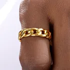 Стильное толстое кубинское панцирное кольцо в форме цепи для женщин и девушек винтажное готическое массивное кольцо средней длины из нержавеющей стали антикварные ювелирные изделия
