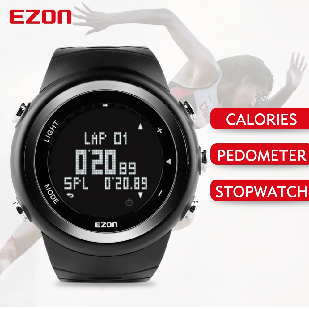 

Уличные спортивные часы Ezon T023 с шагомером, счетчиком калорий, цифровые наручные часы для бега с большим количеством для мужчин и женщин для ...