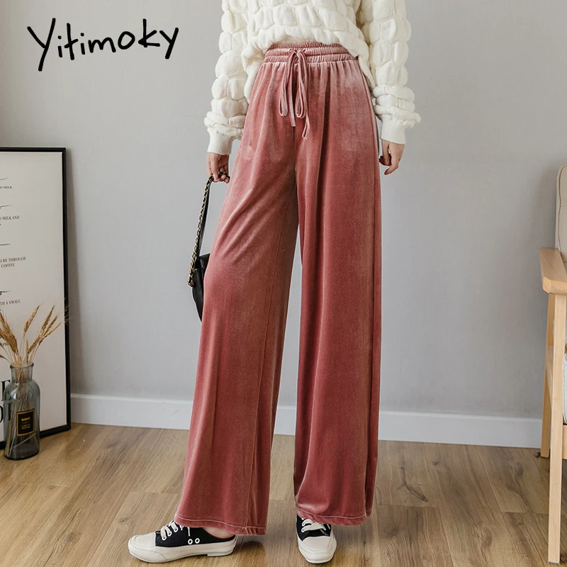 Yitimoky женские штаны новые корейские велюровые широкие брюки для женщин