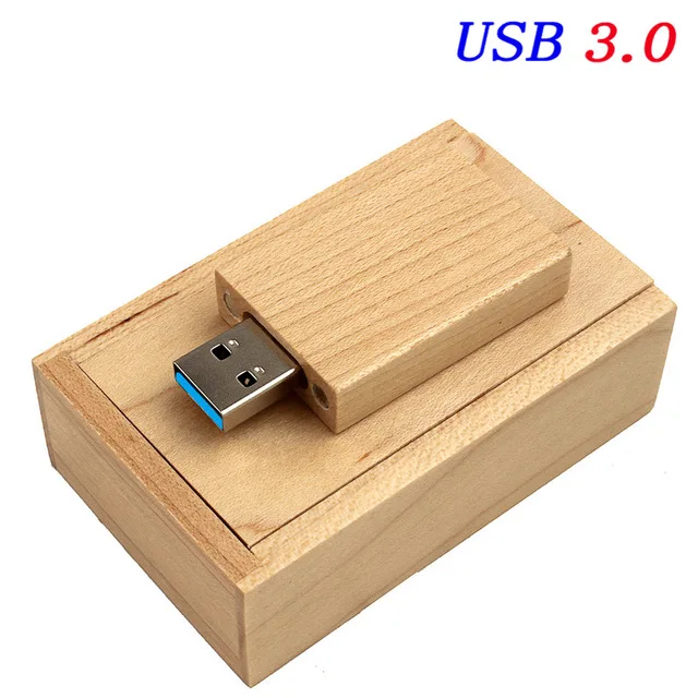 JASTER USB 3,0(более 10 шт. бесплатный логотип) деревянный USB флэш-накопитель USB+ коробка Флешка 4 г 16 г 32 г 64 г Пользовательский логотип фотография свадебный подарок - Цвет: Maple wood