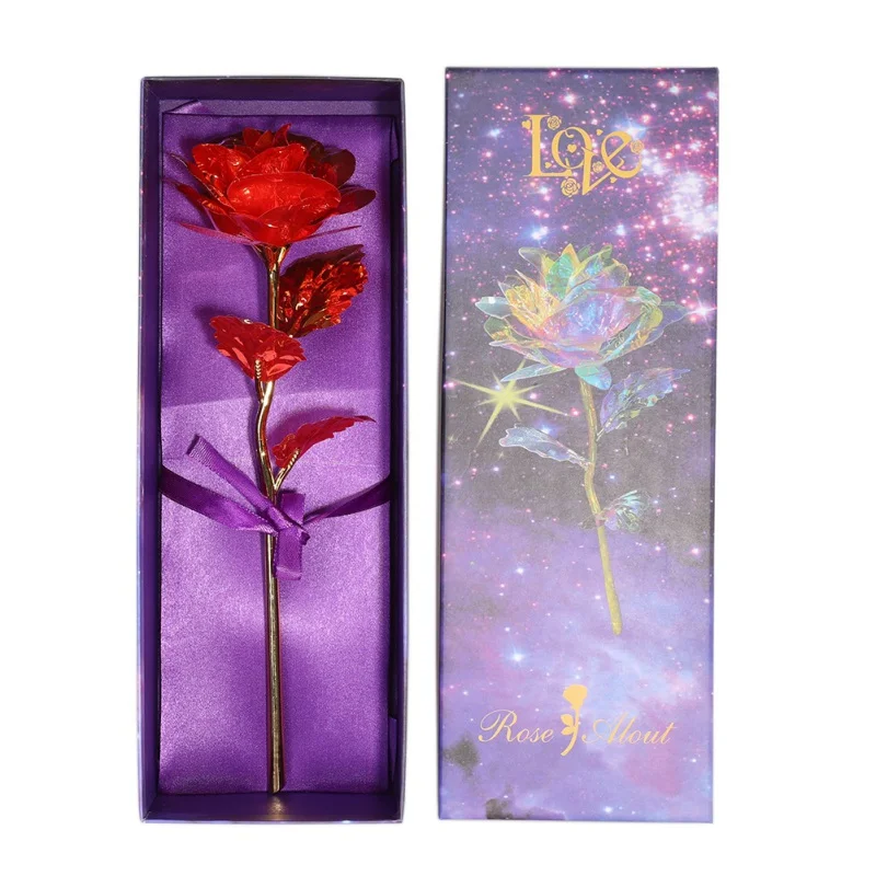 

24k Gold Plated Rose With Love Holder Box Gift Valentine's Day Mother's Day Gift Flower Gold Dipped Rose From US