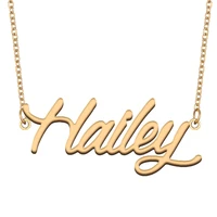 hailey name necklace for women stainless steel jewelry 18k gold plated nameplate pendant femme mother girlfriend gift
