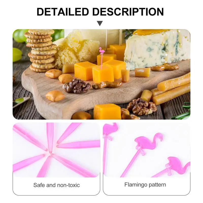 50 шт. Буфетная вилка десерты для торта палочки салата пищевые с фламинго