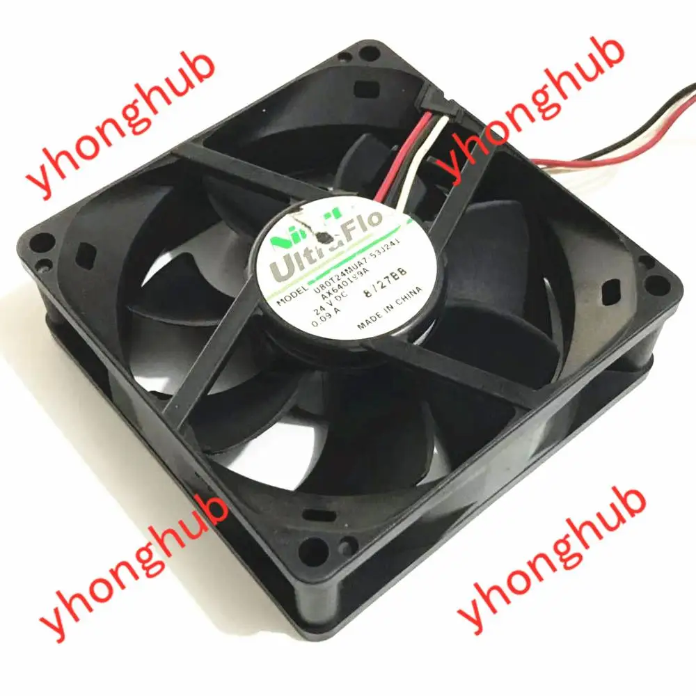 Nidec U80T24MUA7-53J241 AX640199C DC 24V 0.09A 80x80x25 мм 3-Провода Сервер вентилятор охлаждения |