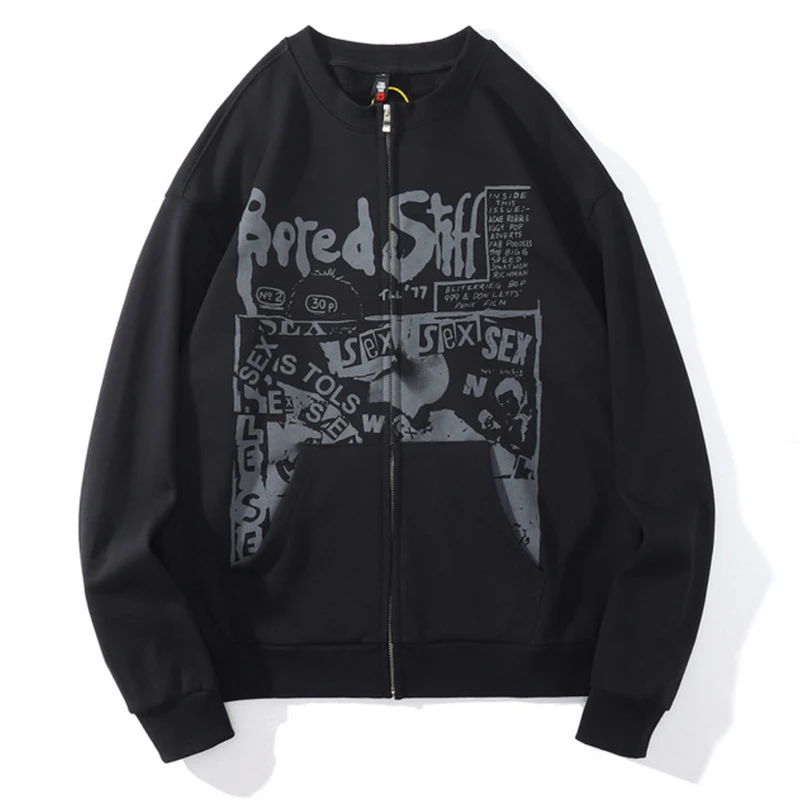 

Men Hip Hop Cotton Baseball Jacket 2021 New Arrival Streetwear Autumn Zipper Coat Black Pint Windbreaker Bomber Hoodie Jackets
