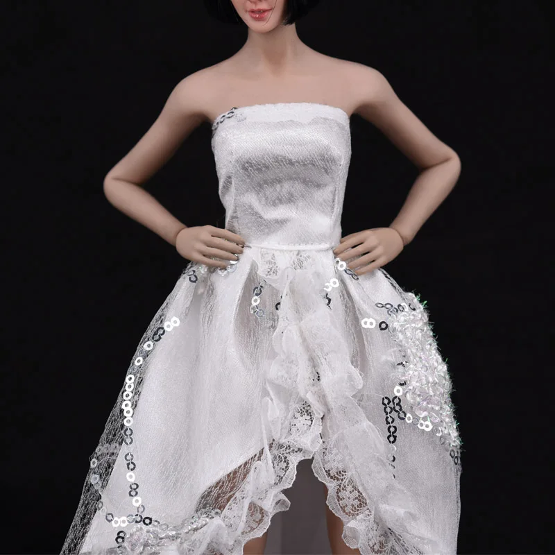 

1/6 Scale Ladies Vs Crossed White Lace Dress Wedding Dress Female Clothes Evening Dress Banquet Skirt for 12 Inch Action Figure
