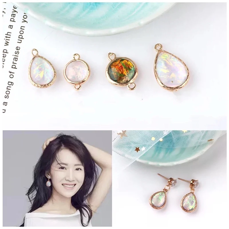 6 шт. корейский сплав Русалка капли воды двойной подвесной круглый кулон