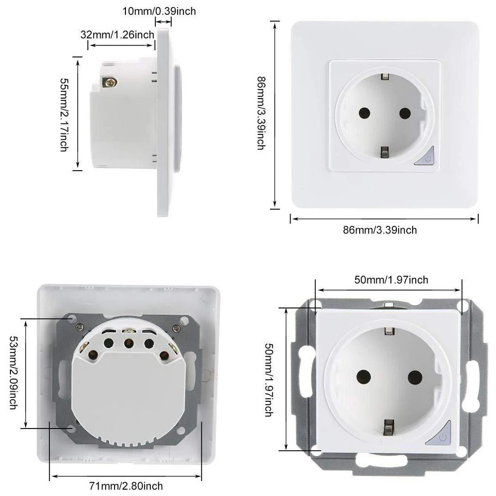 

Smart Wall Socket Voice Control WiFi Power Plug with Timing Function EU 16A Wireless WiFi Smart Plug for Alexa App