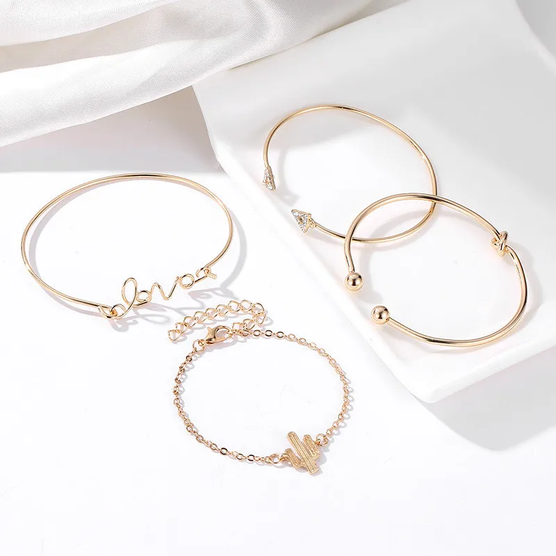 4 шт./компл. Браслеты галстук с буквами для Для женщин & браслет ювелирные изделия