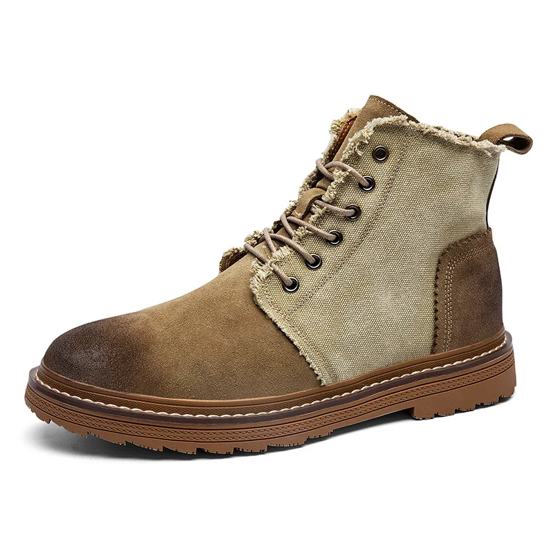 

Men Winter Boots 2019 Autumn Winter Fashion Casual Boots Men Brand Ankle Botas Pop Leather Classic Lace-up Men's Black Boots