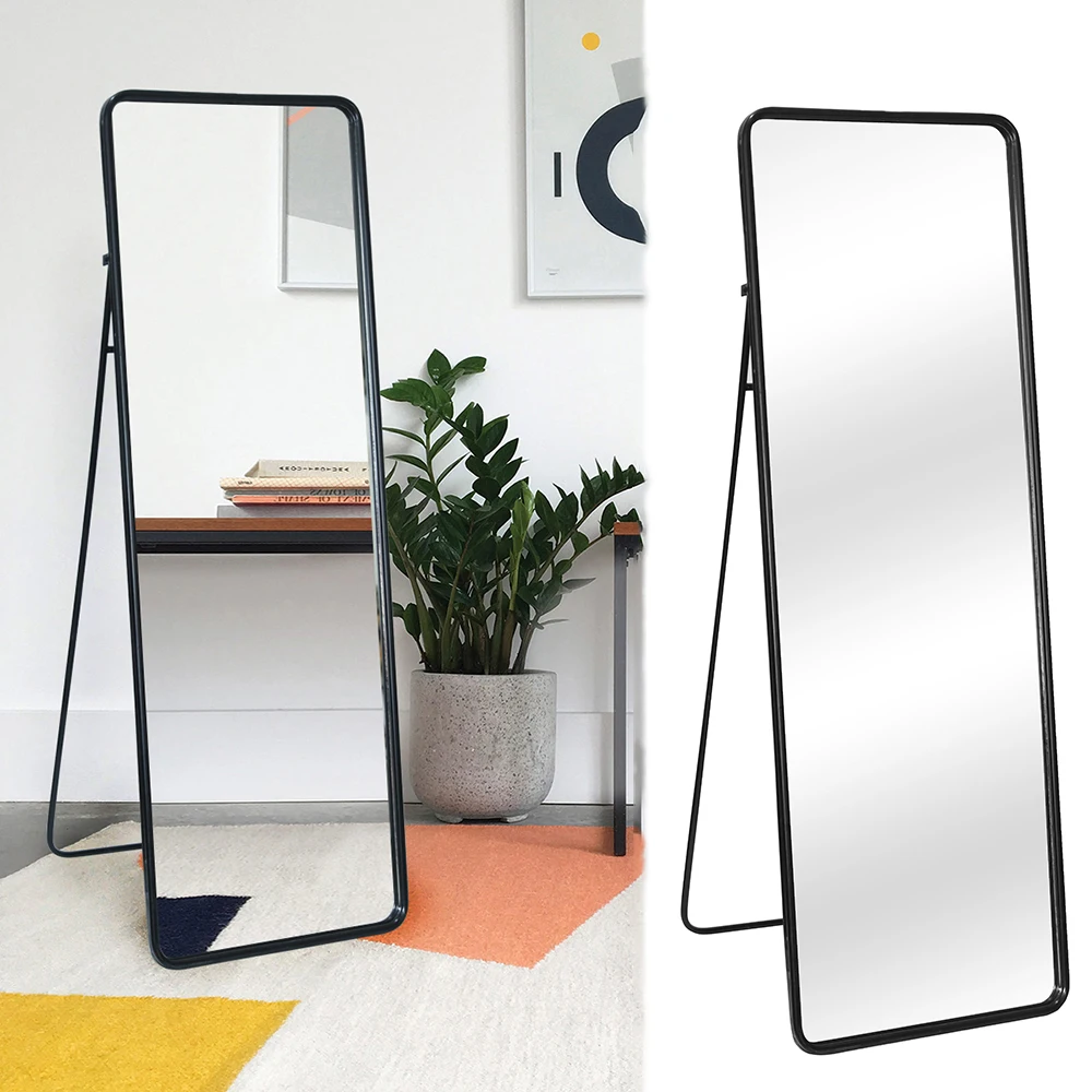 

Floor-to-ground dressing mirror Artisasset Modern Black Full Length Dressing Floor Mirror with Free Stand
