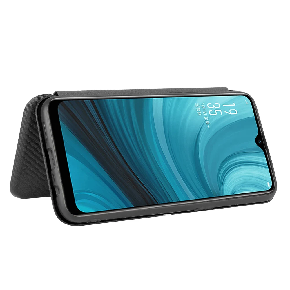Кожаный чехол для OPPO A5S AX5S из углеродного волокна с откидной крышкой cph1900 CPH 1909
